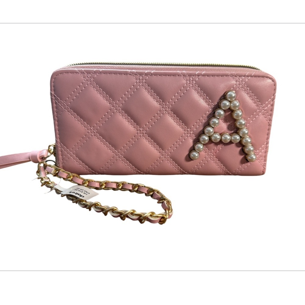 CLAIRE'S QUILTED PADDED SOFT FAUX LEATHER INITIAL "A" WRISTLET CHAIN BR…